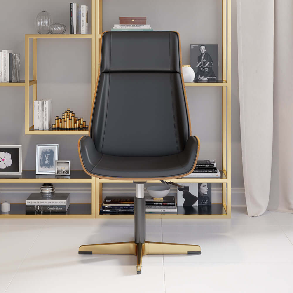 Sleek modern black leather home office chair