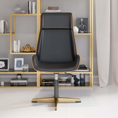 Sleek modern black leather home office chair