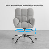 Modern Office Chair Upholstered Cotton & Linen Swivel Task Chair Height Adjustable