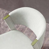 Modern Off White Dining Chair Faux Leather Upholstered Curved Back Set of 2