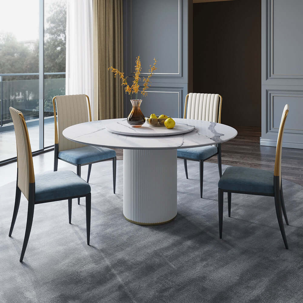 Elegant Modern Dining Chair in White & Blue with Velvet Upholstery Secondary image