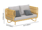 Patio sectional set with 4 pieces of rattan furniture and yellow cushions