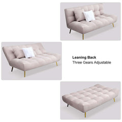 Chic 71 inch pink sleeper sofa bed with luxurious velvet upholstery