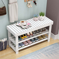 White modern shoe rack with 2 tier shelves and 39.4 inches height for entryway organization