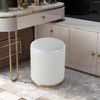 15.7 Inch Small Round Stool with Plush PU Leather Seat