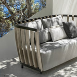 2Seater Outdoor Sofa with Ash Wood Frame and Cushion Back