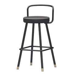 Sleek modern black metal bar stool set of 2 with back & footrest, durable PU leather upholstery