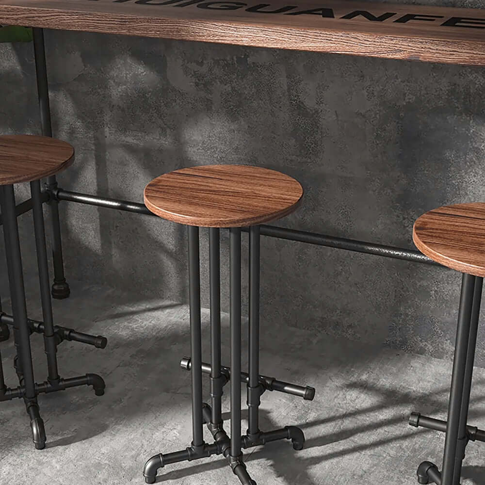 Stylish and functional black bar stool with footrest, crafted from solid wood for a modern industrial look