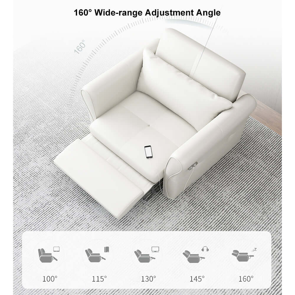 109 inch white LeathAire tufted sleeper sofa with power reclining feature