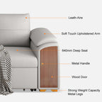 94.5 inch gray pull out sofa bed convertible LeathAire sleeper with lifttop coffee table