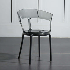 Modern gray dining chair with arms and acrylic material for contemporary dining room decor