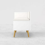 White Contemporary Upholstered Shoe Rack Bench with Storage Cabinet and Shelf Hallway