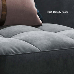 Contemporary deep gray tufted velvet sofa for small spaces