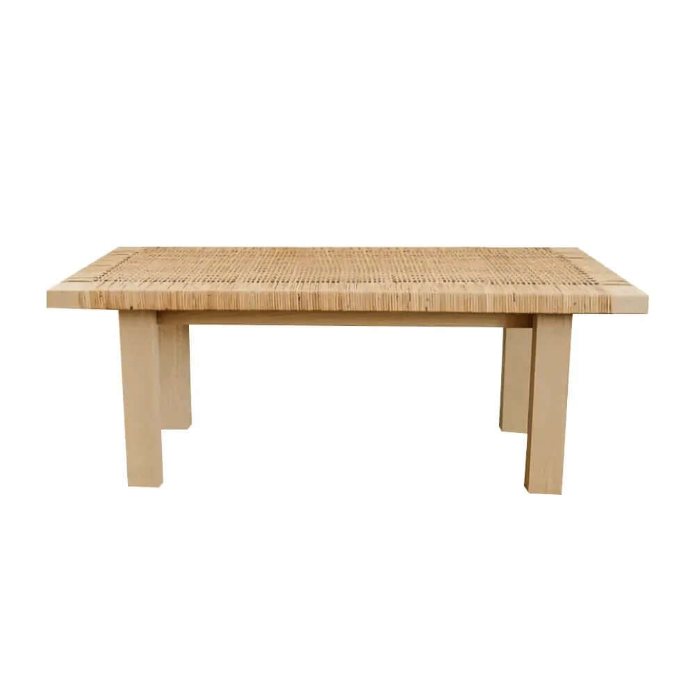 Elegant Farmhouse Woven Rattan Entryway Bench in Natural Look