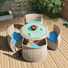 Outdoor dining set with tempered glass table and chairs