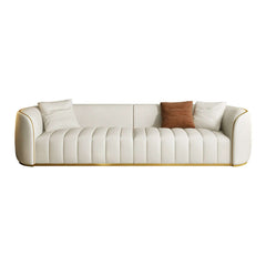 Chic 89-inch modern faux leather sofa with stunning gold legs for contemporary living spaces