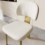 Contemporary white armless dining chairs with curved back, set of 2, upholstered modern side chairs