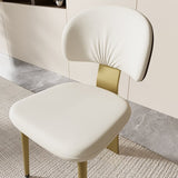 White Upholstered Dining Chair (Set of 2) Modern Armless Side Chair Curved Back