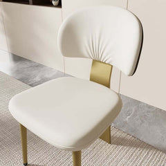 Contemporary white armless dining chairs with curved back, set of 2, upholstered modern side chairs