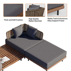 Modern Aluminum and Rattan Outdoor Couch with Cushion for Garden Lounge