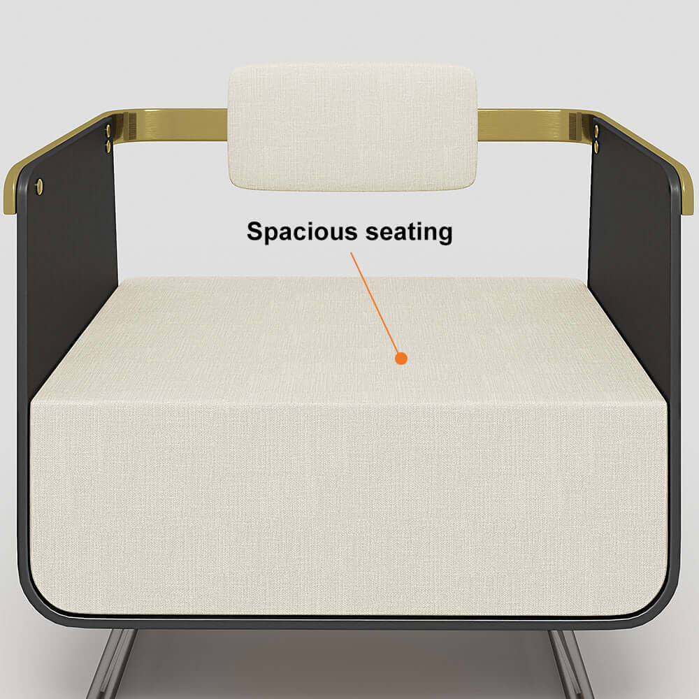 Comfortable upholstered accent chair in walnut with cotton and linen