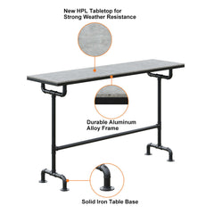 Stylish 7-piece metal outdoor patio bar dining set with rectangle table