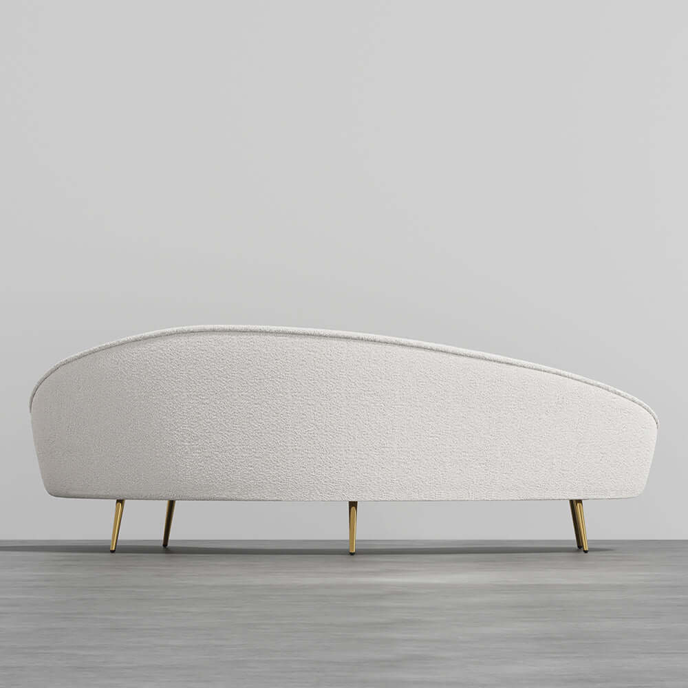 Pink velvet curved sofa with gold metal base, modern design, 63 inch length, includes toss pillow