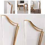 White Upholstered Dining Chairs Set of 2 Stainless Steel Side Chair with Gold Legs
