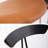 Modern Upholstered 29.5" Orange PU Leather Bar Stool with Gold Stainless Steel Set of 2