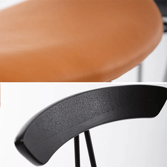 Orange PU leather bar stool with gold stainless steel, set of 2, modern design for kitchen or bar area