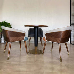 Elegant MidCentury Modern Dining Chair with Upholstered LeathAire and Single Arm Design for Trendy Home Decor