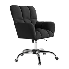 Modern office chair designed with cotton and linen upholstery, swivel function and height adjustment for versatility