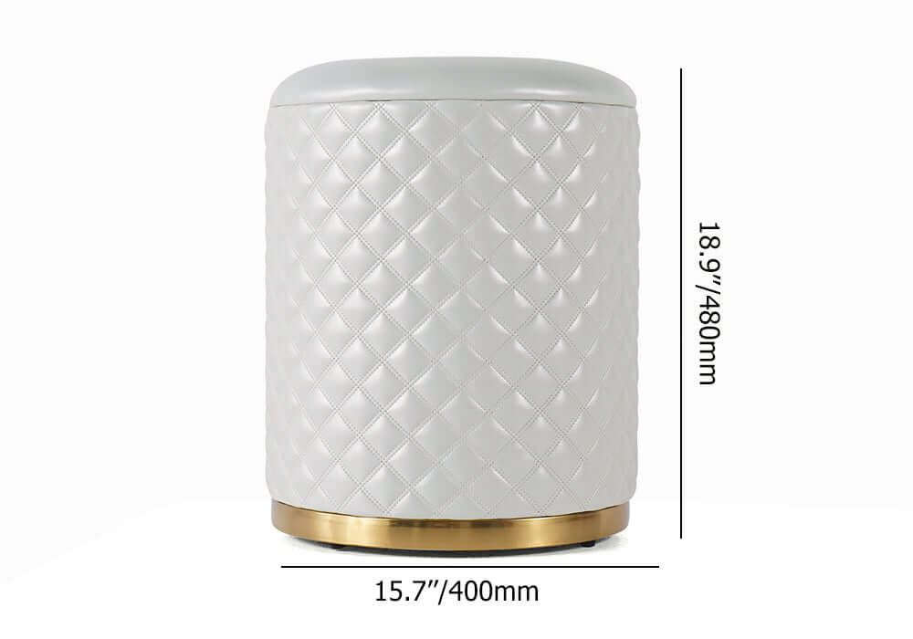 Round Ottoman Stool with Elegant PU Leather Upholstered Seat