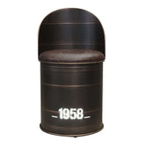 Industrial Bar Stools Set of 2 with Backs Pub Height PU Leather Barrel Bar Stools