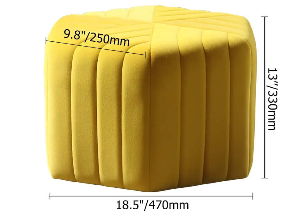 Stylish gray velvet hexagonal ottoman, 18.5 inches wide