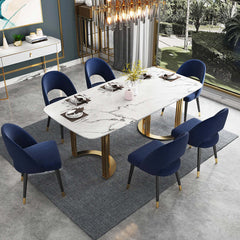 Chic and comfortable blue velvet dining chair with curved back, a set of 2 for your dining space