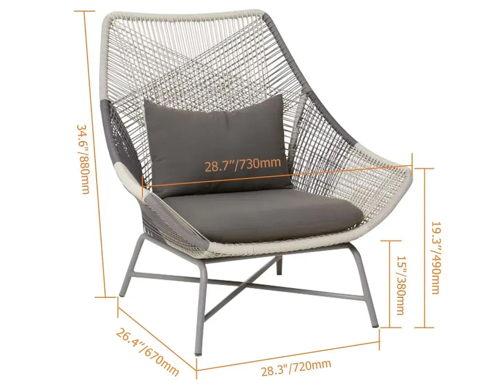 Outdoor PE Rattan Patio Chair with Cushion Pillow Included Set of 2