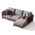 Contemporary 110.2 inch Gray & Red L-Shaped Sofa with LeathAire Upholstery for Home decor