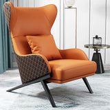Faux Leather Wingback Lounge Chair with Gold Trestle Base
