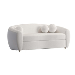 Stylish 78-inch white boucle sherpa three-seaters curved sofa for living room decor