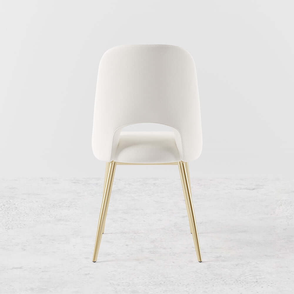 Modern black upholstered dining chair set of 2 with hollow back and gold legs