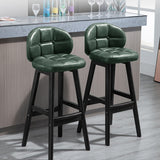 Black PU Leather Counter Height Bar Stools with Back Set of 2 MidCentury Counter Stool