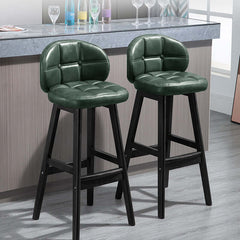 MidCentury Modern Counter Stools in Black Faux Leather Set of 2 for Kitchen Bar