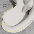 Elegant pink velvet sofa with curved design, gold metal frame, 63 inch length, includes toss pillow