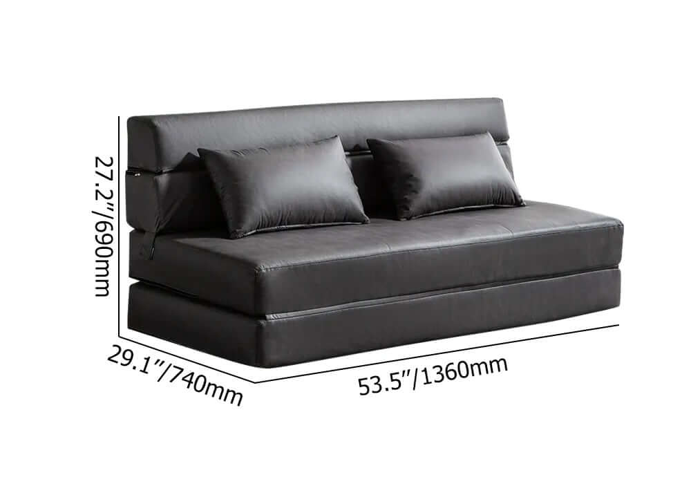 53.5" Leathaire Sleeper Sofa in Gray - Convertible Sofa with Tight Back for comfortable home lounging