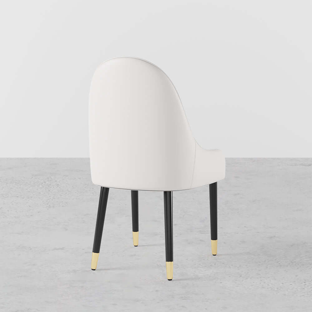 Stylish PU leather white and orange dining chairs with metal legs, set of 2, for fashionable dining room seating