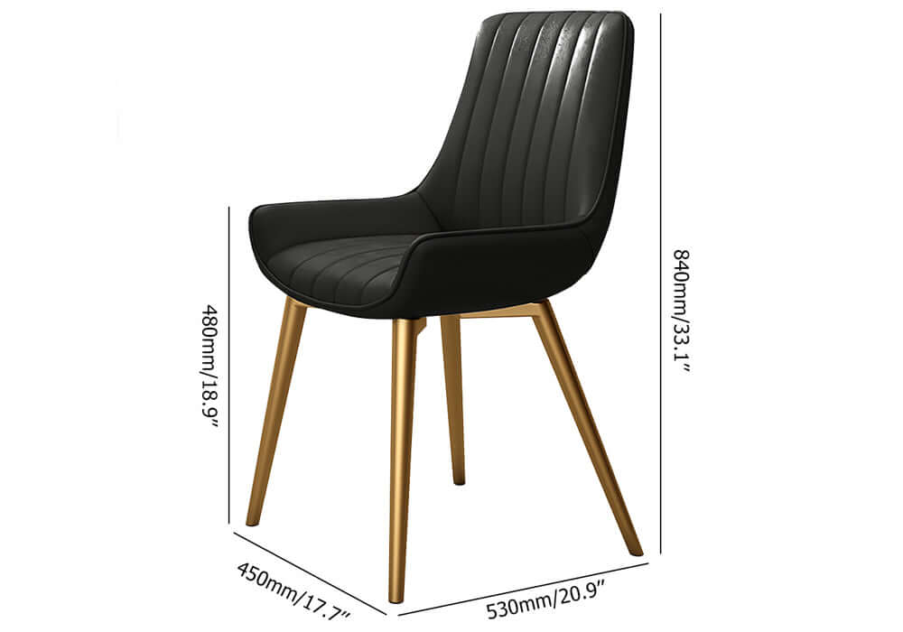 Set of 2 high back dining table chairs in sleek PU leather finish