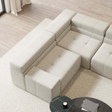 133" LShaped Modern Off White Velvet Modular Sectional Sofa with Chaise