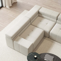 Elegant 133 inch Off White Velvet Modular Sectional Sofa with Chaise