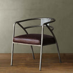 Industrial gray and brown dining chair, upholstered with curved back design, set of 2 chairs